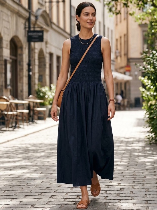rag & bone Dresses & Skirts - rag & bone /Lane Navy Sleeveless Smocked Cotton Maxi Dress - Sz. M